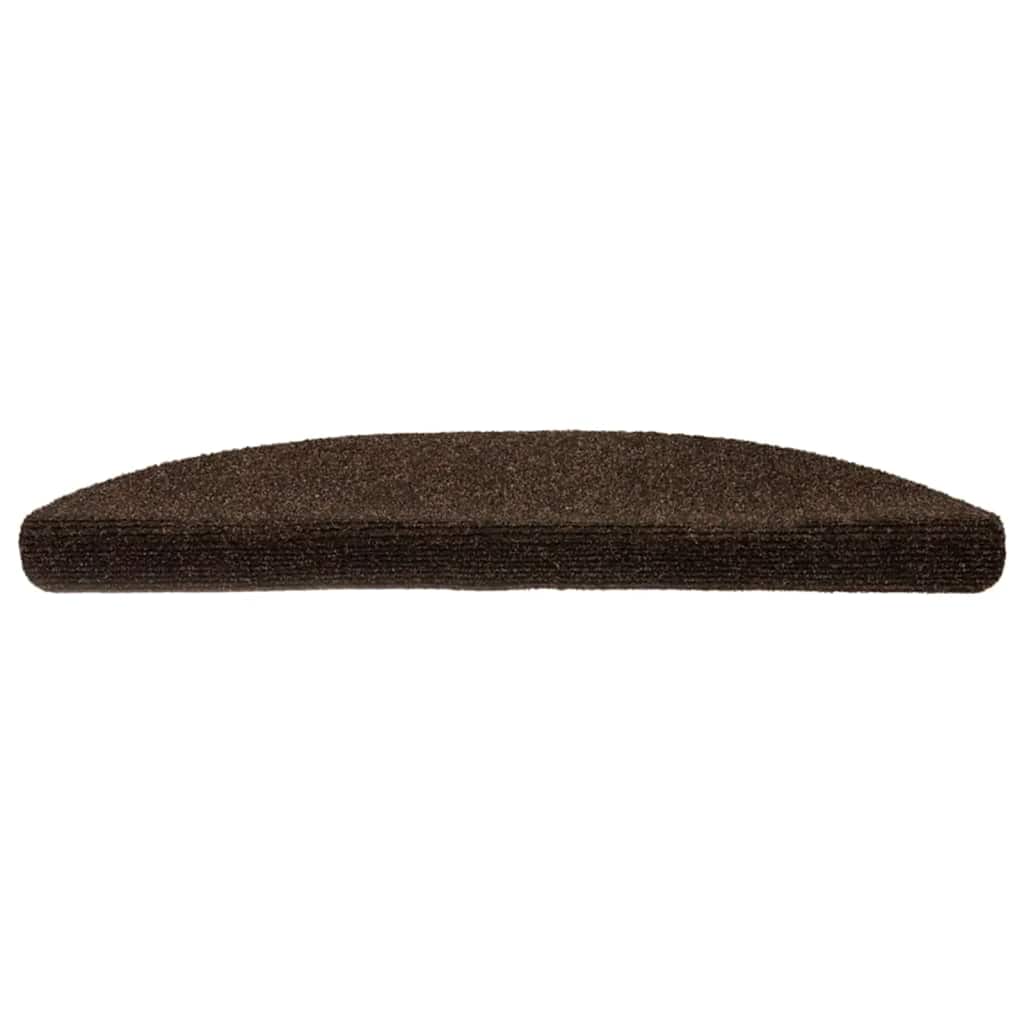 Stair Mats Self-adhesive 20 pcs 56x17x3 cm Brown Half Round