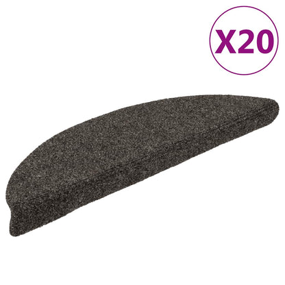 Stair Mats Self-adhesive 20 pcs 56x17x3cm Anthracite Half Round