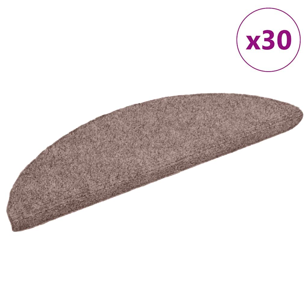 Stair Mats Self-adhesive 30 pcs 56x17x3 cm Light Brown Half Round