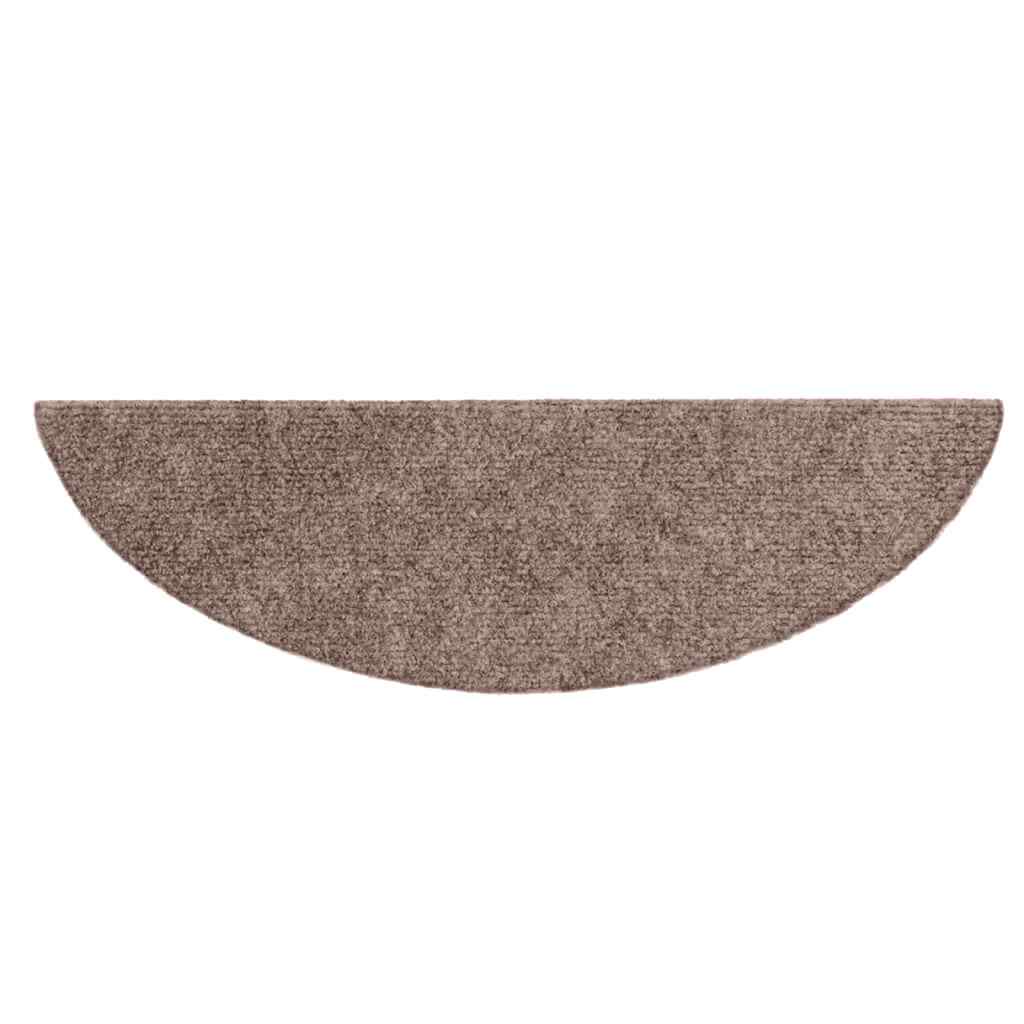 Stair Mats Self-adhesive 30 pcs 56x17x3 cm Light Brown Half Round