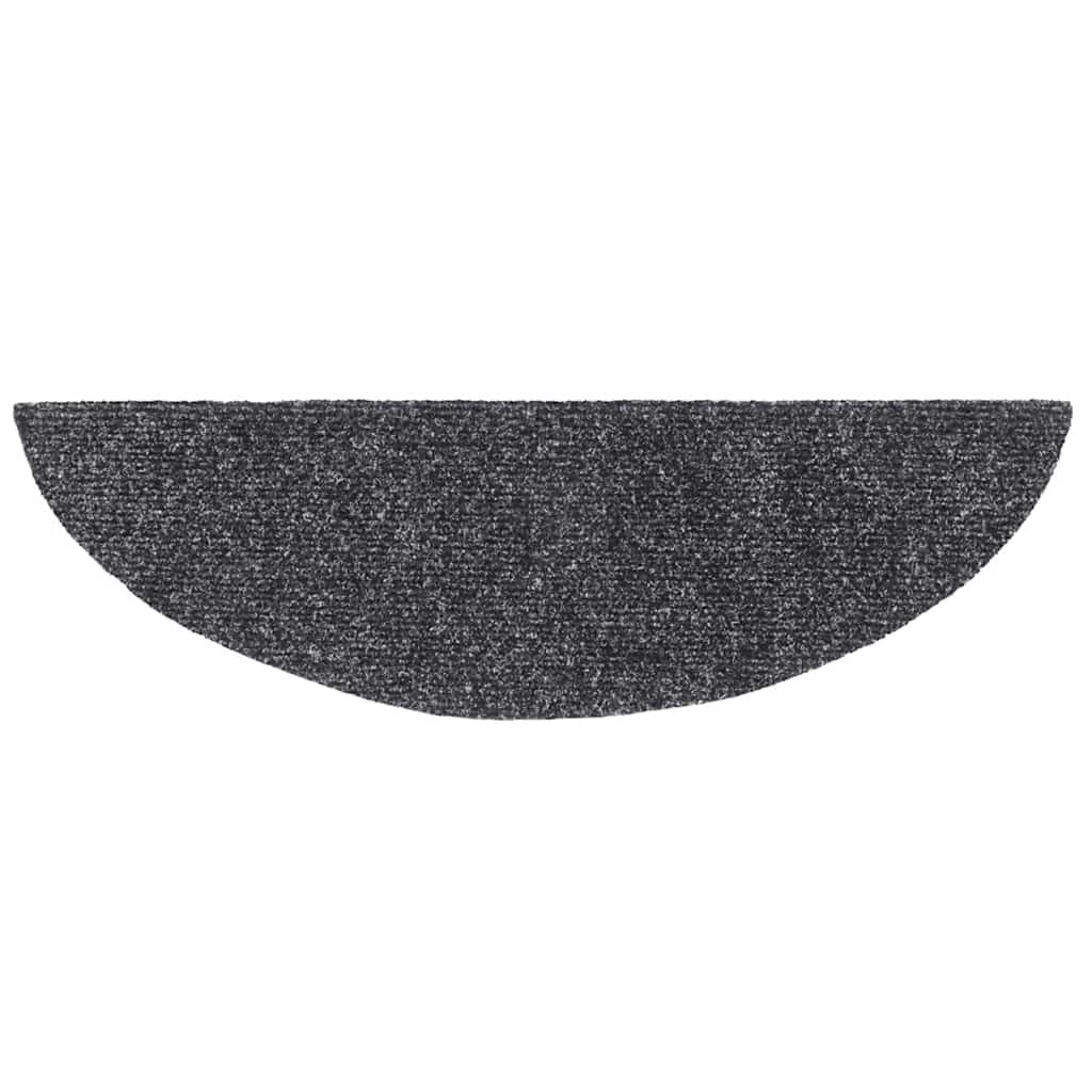Stair Mats Self-adhesive 30 pcs 56x17x3 cm Dark Grey Half Round