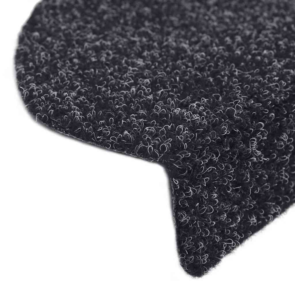 Stair Mats Self-adhesive 30 pcs 56x17x3 cm Black Half Round