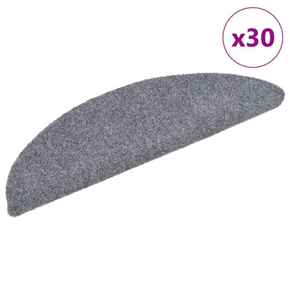 Stair Mats Self-adhesive 30 pcs 56x17x3cm Light Grey Half Round