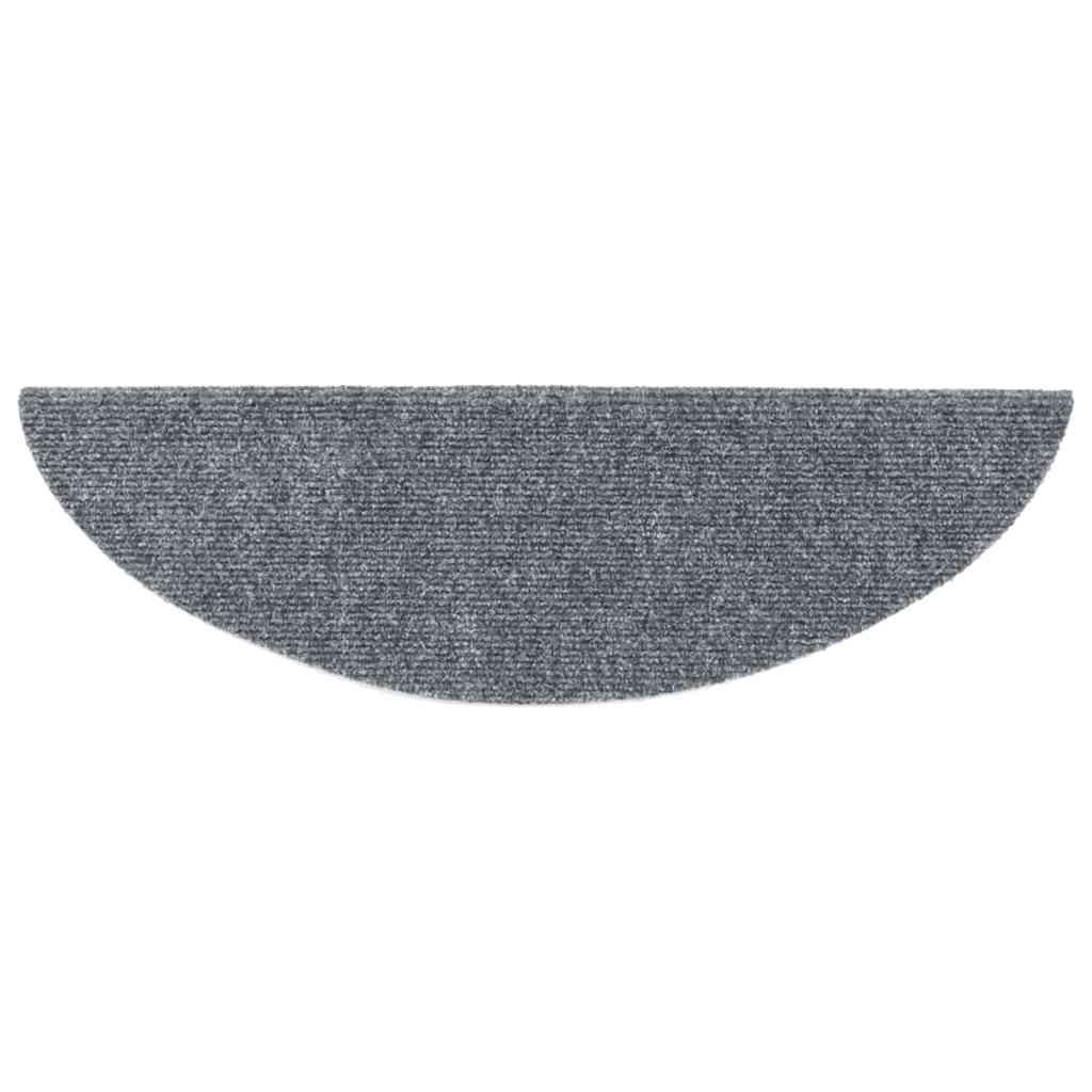 Stair Mats Self-adhesive 30 pcs 56x17x3cm Light Grey Half Round