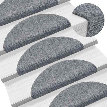 Stair Mats Self-adhesive 30 pcs 56x17x3cm Light Grey Half Round
