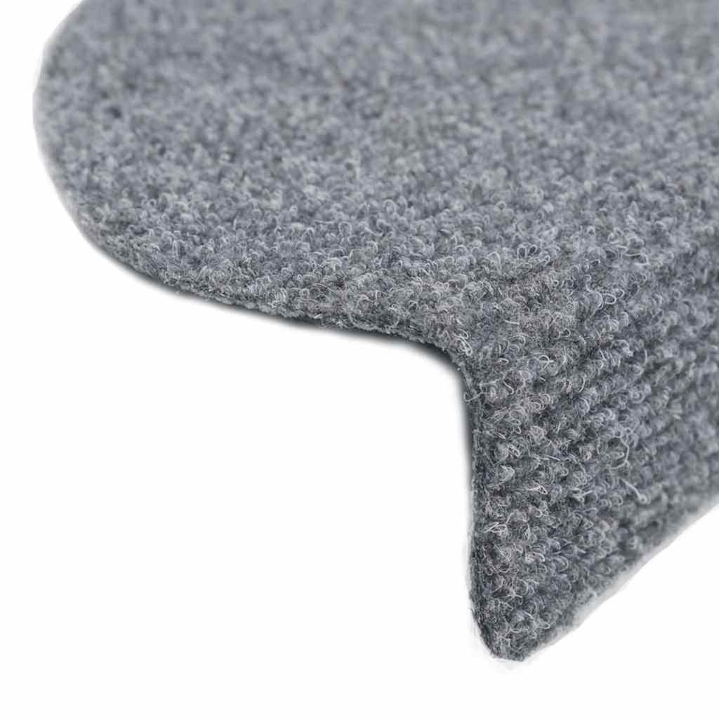 Stair Mats Self-adhesive 30 pcs 56x17x3cm Light Grey Half Round