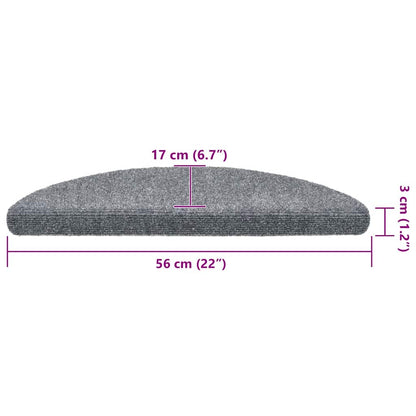 Stair Mats Self-adhesive 30 pcs 56x17x3cm Light Grey Half Round