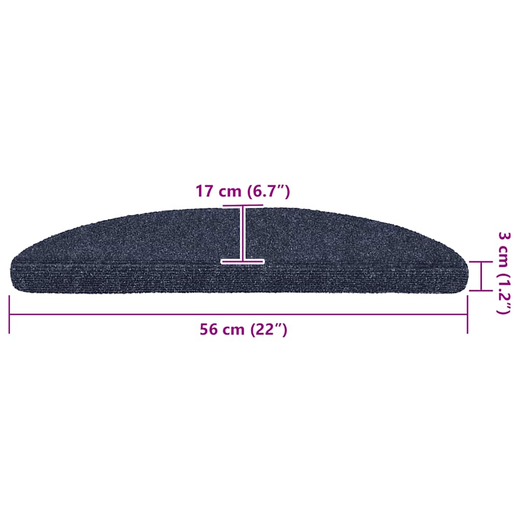 Stair Mats Self-adhesive 30 pcs 56x17x3 cm Blue Half Round