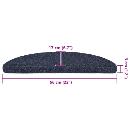 Stair Mats Self-adhesive 30 pcs 56x17x3 cm Blue Half Round
