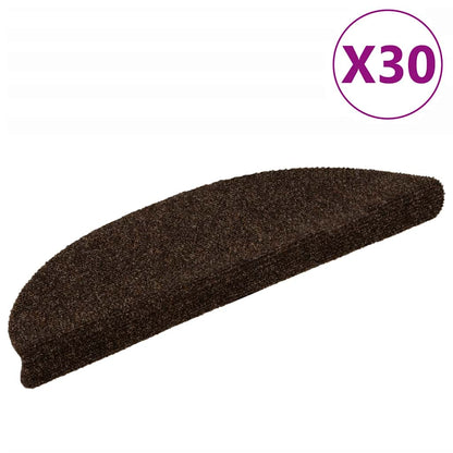 Stair Mats Self-adhesive 30 pcs 56x17x3 cm Brown Half Round
