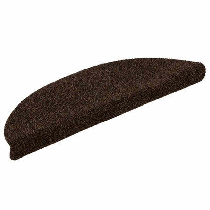Stair Mats Self-adhesive 30 pcs 56x17x3 cm Brown Half Round