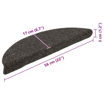 Stair Mats Self-adhesive 30 pcs 56x17x3 cm Anthracite Half Round