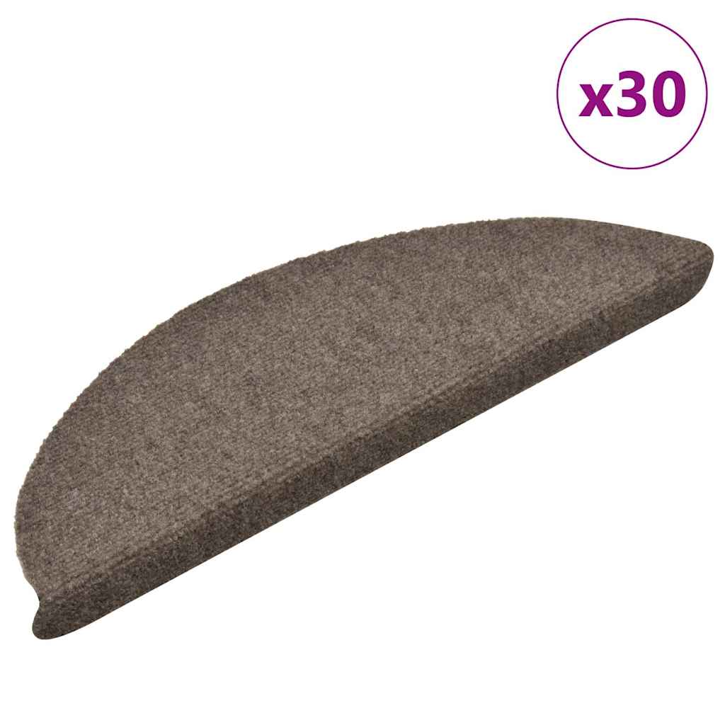 Stair Mats Self-adhesive 30 pcs 56x17x3 cm Beige Half Round