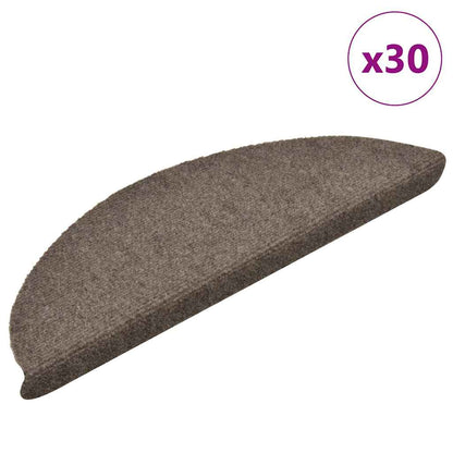 Stair Mats Self-adhesive 30 pcs 56x17x3 cm Beige Half Round