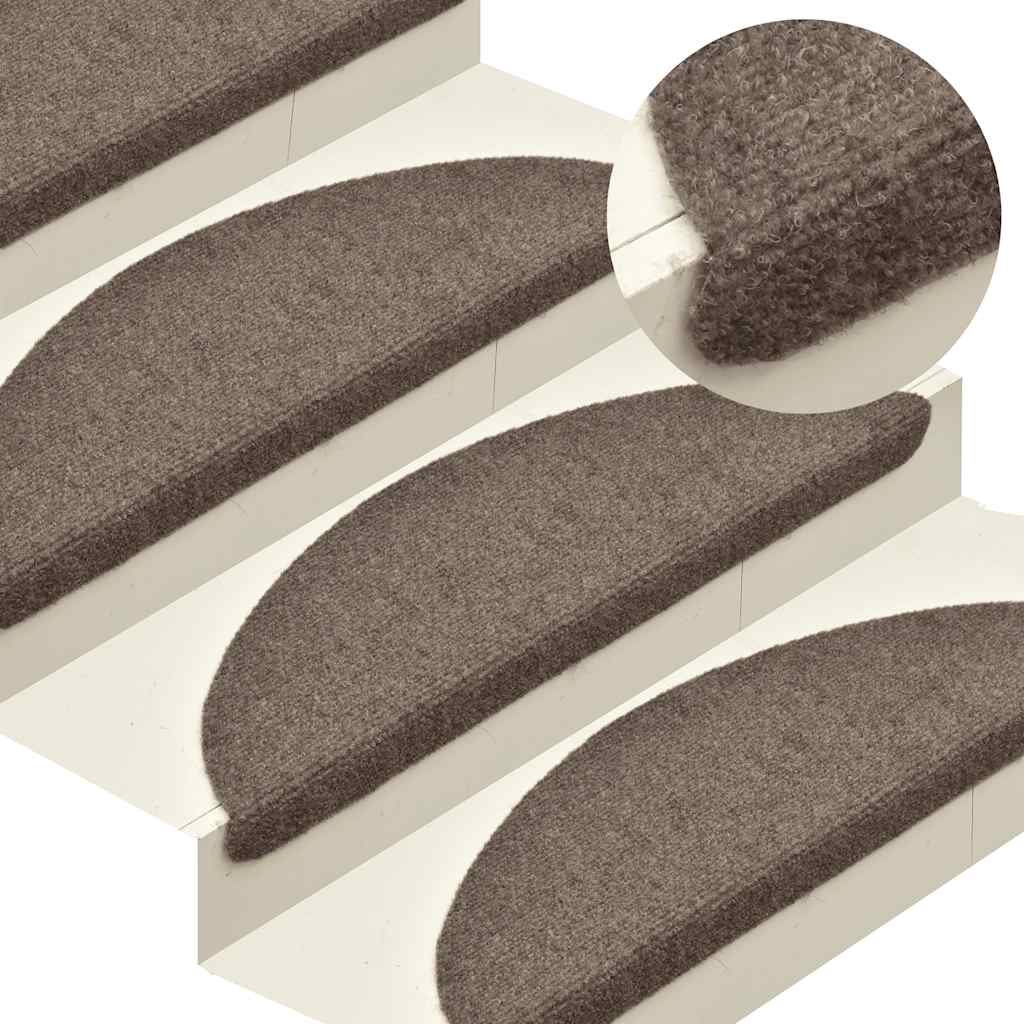 Stair Mats Self-adhesive 30 pcs 56x17x3 cm Beige Half Round
