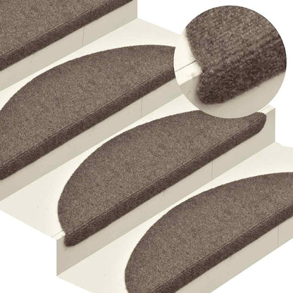Stair Mats Self-adhesive 30 pcs 56x17x3 cm Beige Half Round