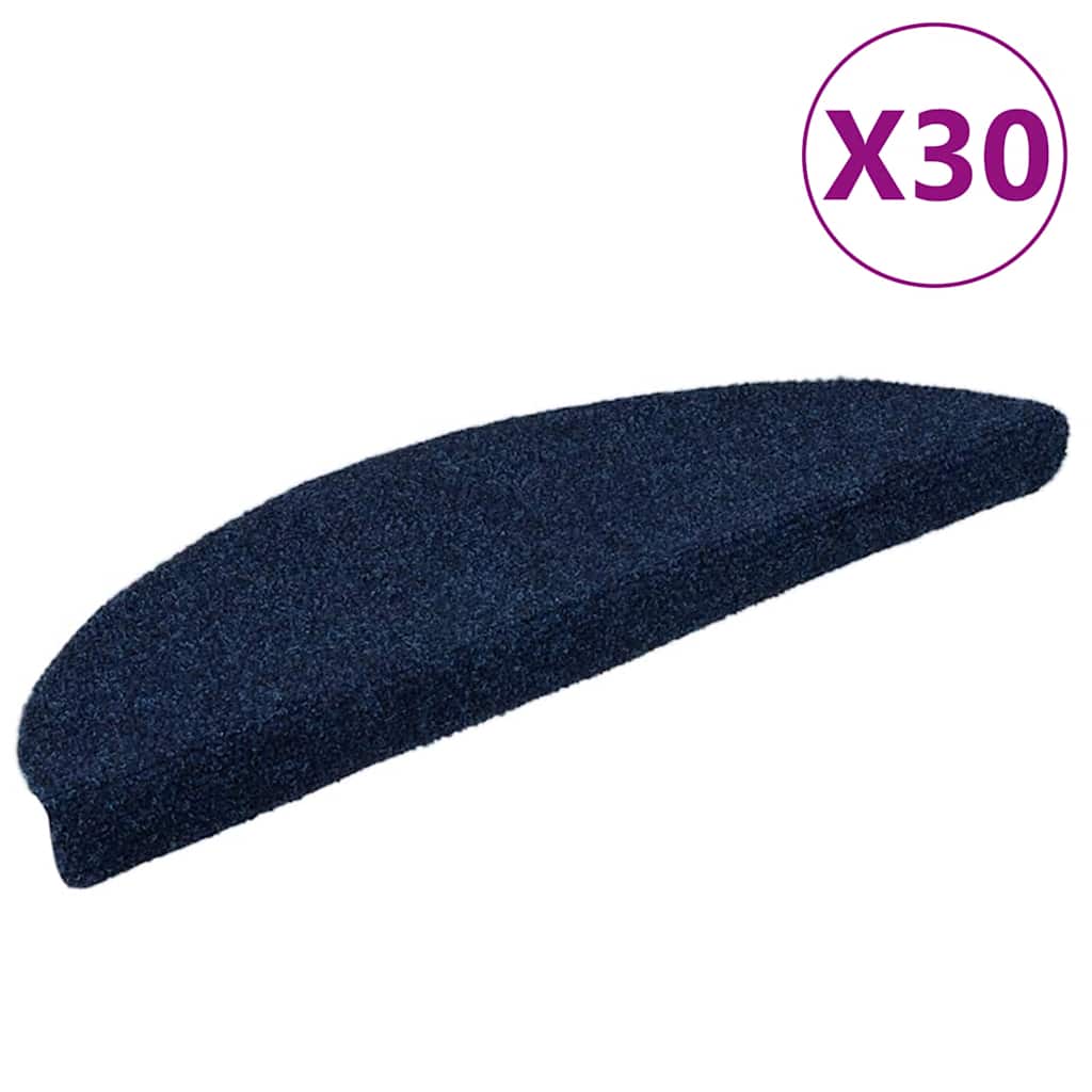 Stair Mats Self-adhesive 30 pcs 56x17x3 cm Navy Half Round