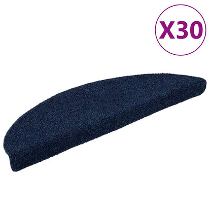 Stair Mats Self-adhesive 30 pcs 56x17x3 cm Navy Half Round