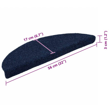 Stair Mats Self-adhesive 30 pcs 56x17x3 cm Navy Half Round