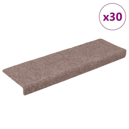 Stair Mats Self-adhesive 30 pcs 65x21x4 cm Light Brown Rectangular Edge