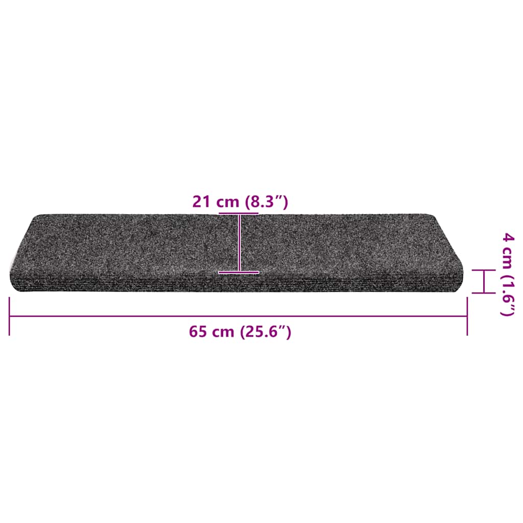 Stair Mats Self-adhesive 30 pcs 65x21x4 cm Dark Grey Rectangular Edge