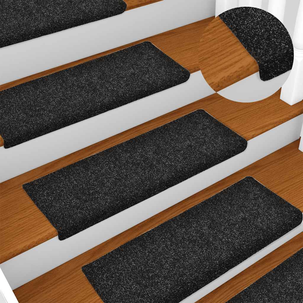 Stair Mats Self-adhesive 30 pcs 65x21x4 cm Black
