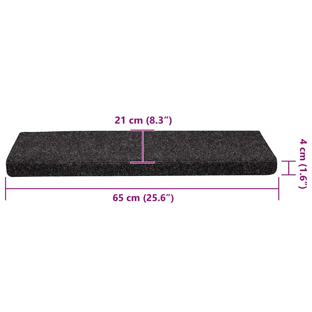 Stair Mats Self-adhesive 30 pcs 65x21x4 cm Black