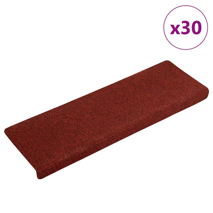 Stair Mats Self-adhesive 30 pcs 65x21x4 cm Bordeaux Red
