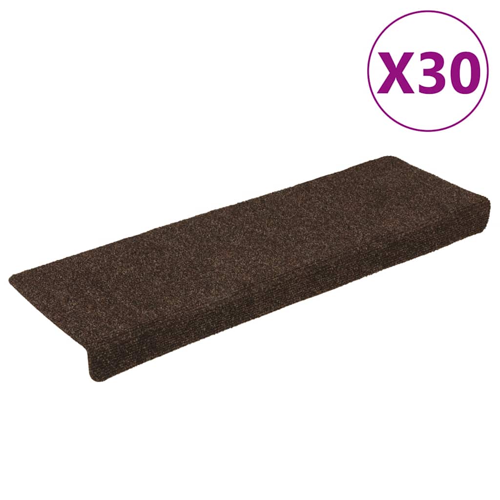 Stair Mats Self-adhesive 30 pcs 65x21x4 cm Brown