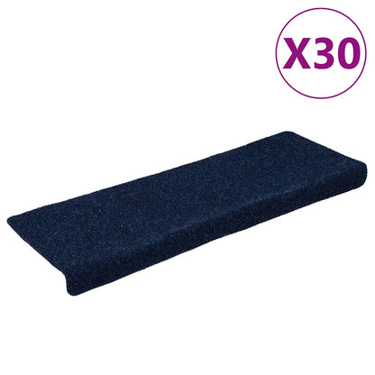 Stair Mats Self-adhesive 30 pcs 65x21x4 cm Navy Rectangular Edge