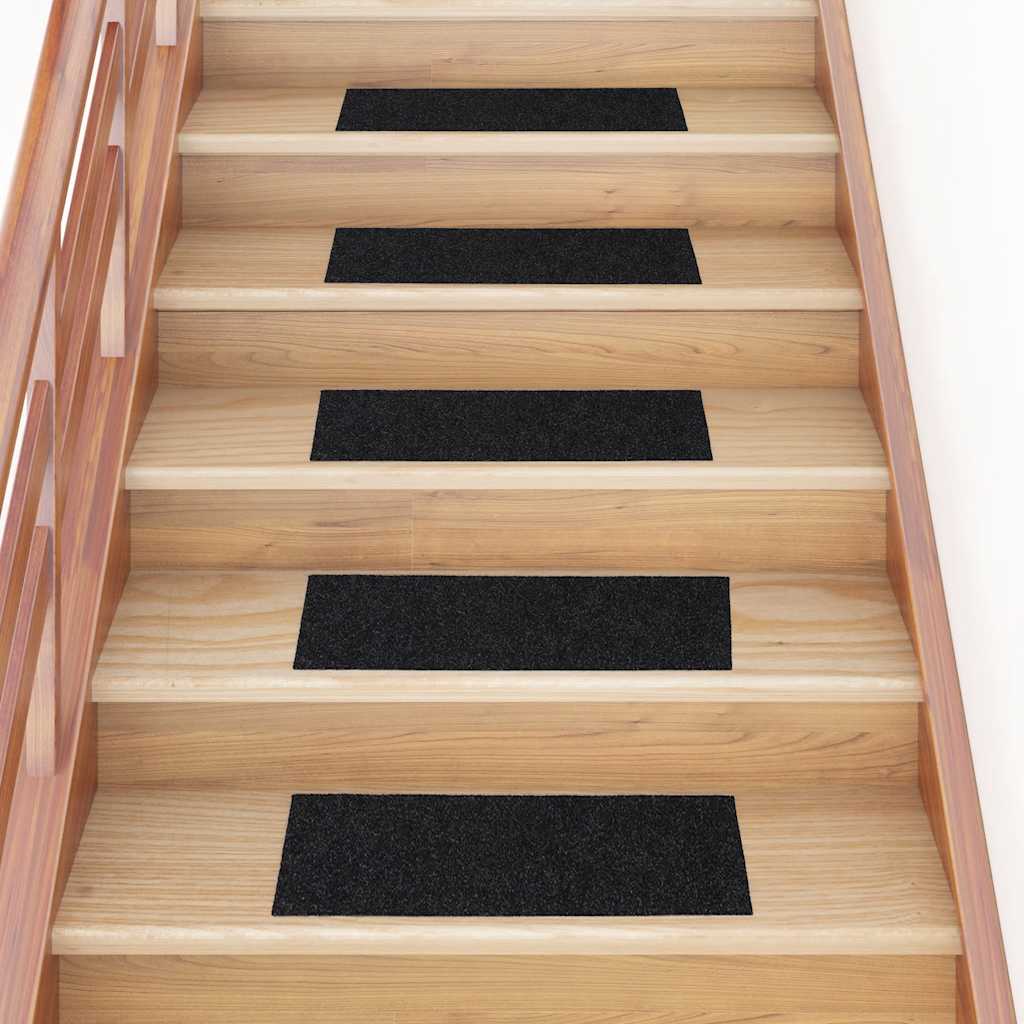 Stair Mats Self-adhesive 30 pcs 60x25 cm Black Rectangular