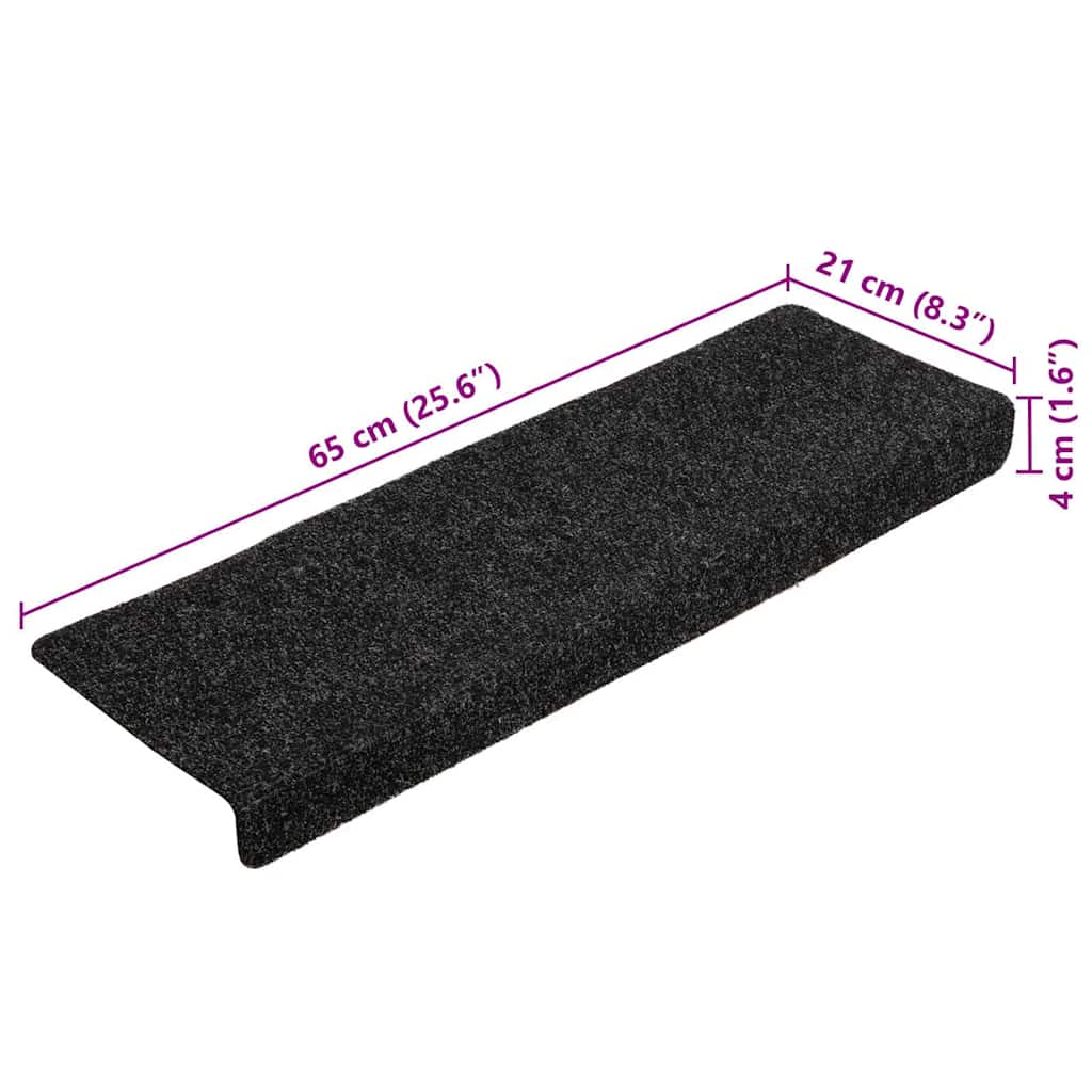 Stair Mats Self-adhesive 20 pcs 65x21x4 cm Black Rectangular Edge