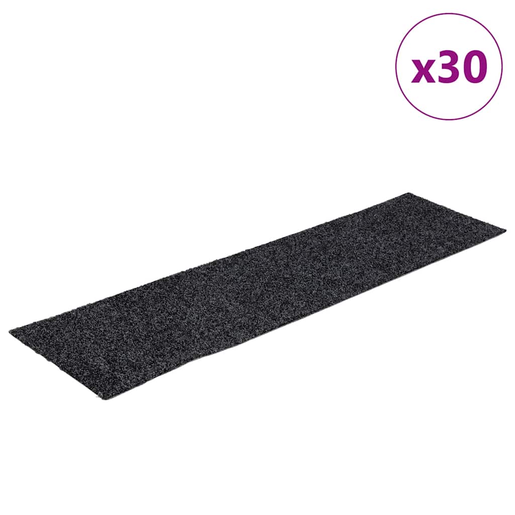 Stair Mats Self-adhesive 30 pcs 76x20 cm Dark Grey Rectangular