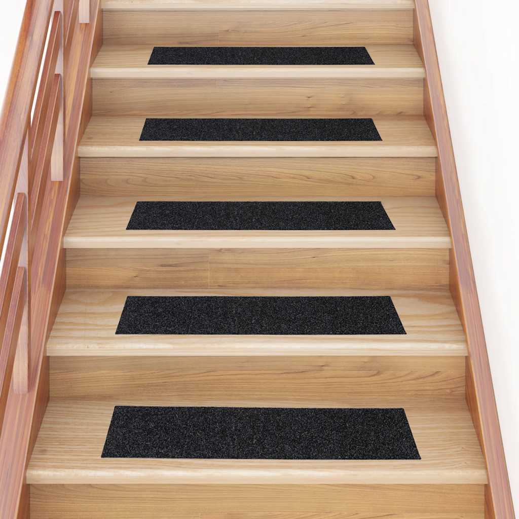 Stair Mats Self-adhesive 30 pcs 76x20 cm Black Rectangular