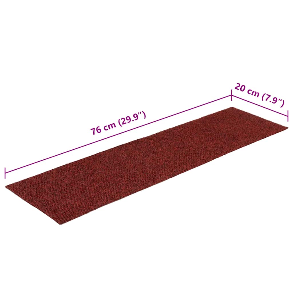Stair Mats Self-adhesive 30 pcs 76x20 cm Bordeaux Red