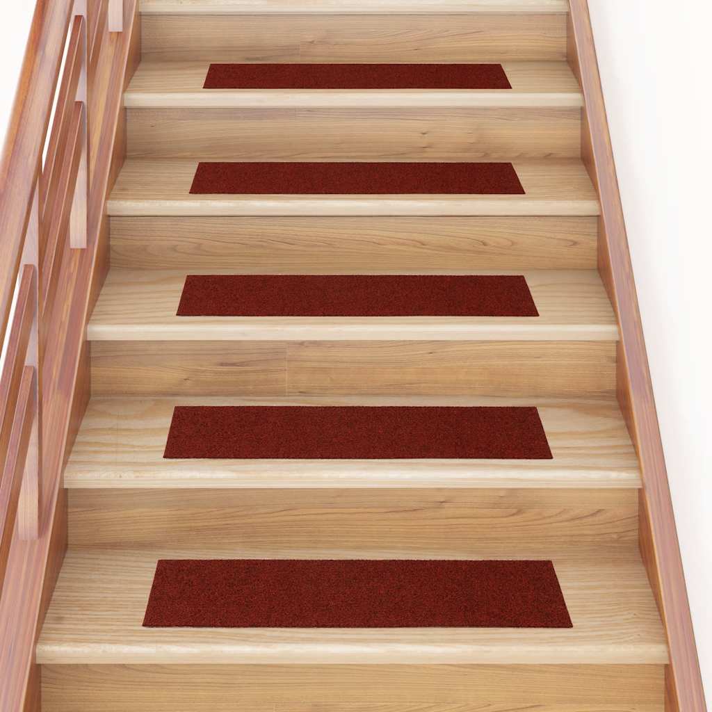 Stair Mats Self-adhesive 30 pcs 76x20 cm Bordeaux Red