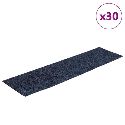 Stair Mats Self-adhesive 30 pcs 76x20 cm Grey Blue Rectangular