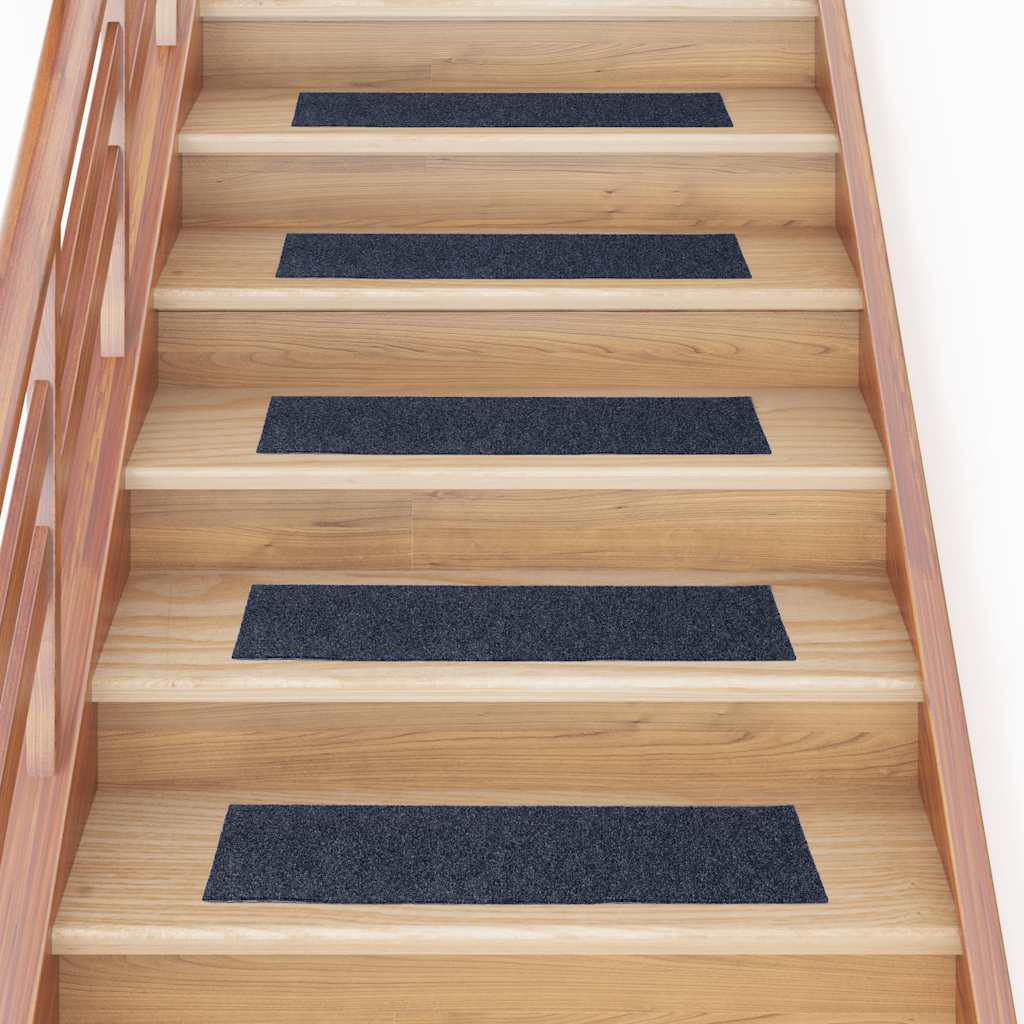 Stair Mats Self-adhesive 30 pcs 76x20 cm Grey Blue Rectangular
