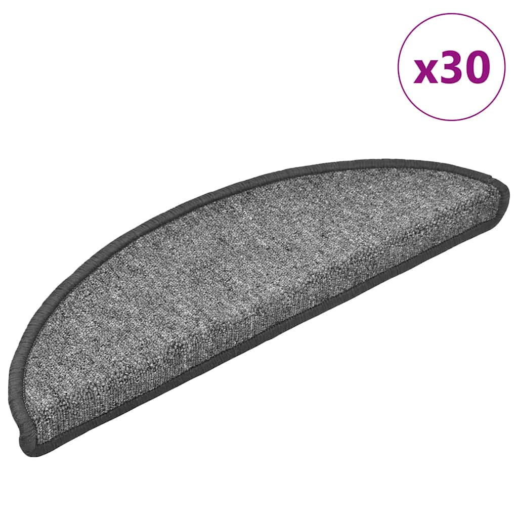 Stair Mats 30 pcs 56x17x3 cm Dark Grey Half Round