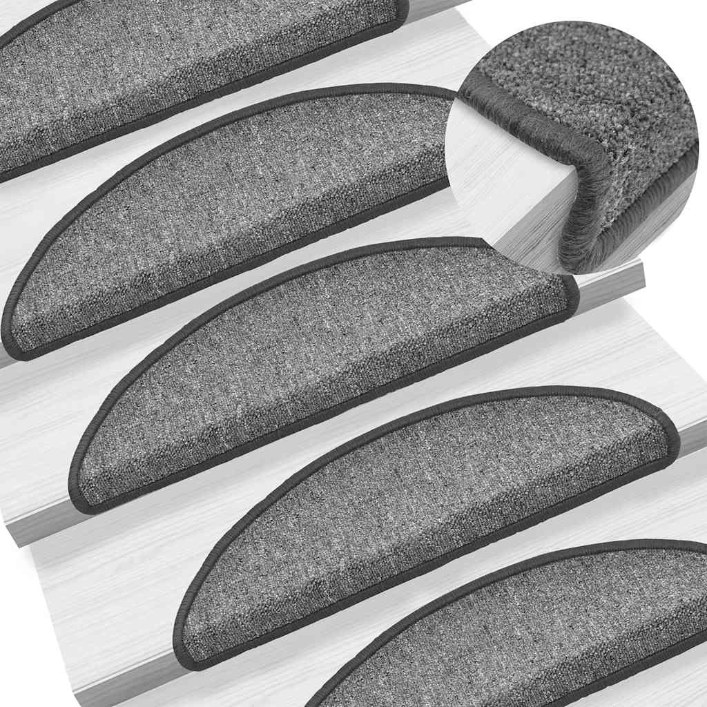 Stair Mats 30 pcs 56x17x3 cm Dark Grey Half Round