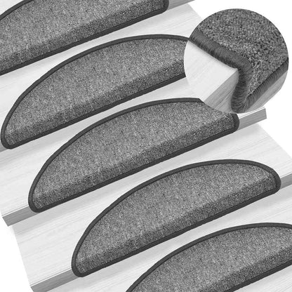 Stair Mats 30 pcs 56x17x3 cm Dark Grey Half Round