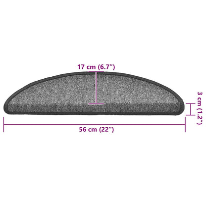 Stair Mats 30 pcs 56x17x3 cm Dark Grey Half Round