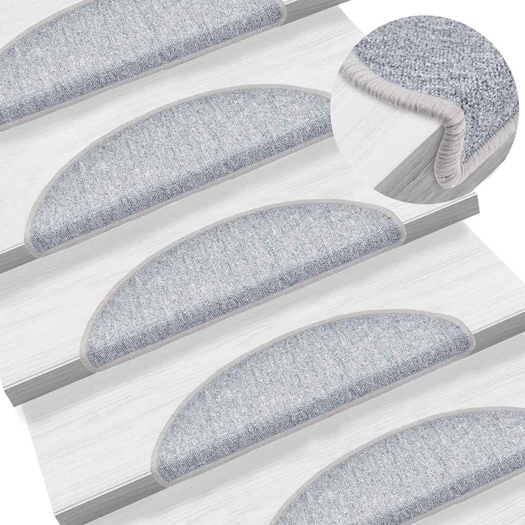 Stair Mats 30 pcs 56x17x3 cm Light Grey Half Round