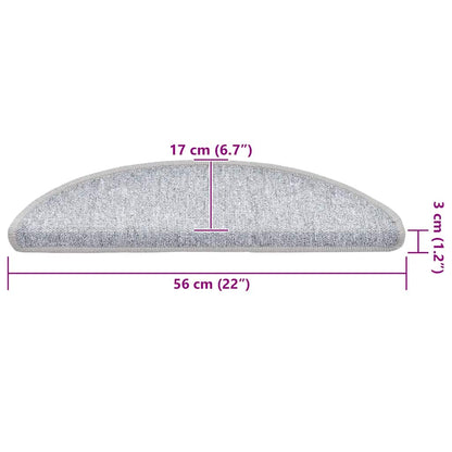 Stair Mats 30 pcs 56x17x3 cm Light Grey Half Round