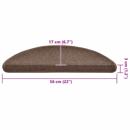 Stair Mats 30 pcs 56x17x3 cm Coffee Brown Half Round