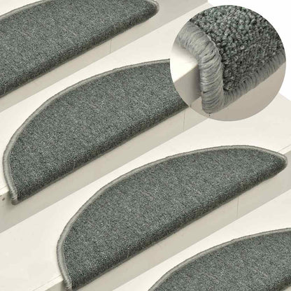Stair Mats 30 pcs 56x17x3 cm Dark Green Half Round