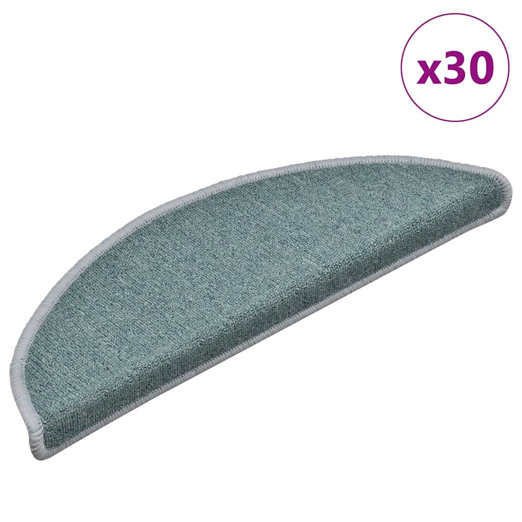 Stair Mats 30 pcs 56x17x3 cm Sea Blue Half Round