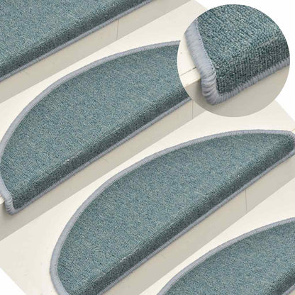 Stair Mats 30 pcs 56x17x3 cm Sea Blue Half Round