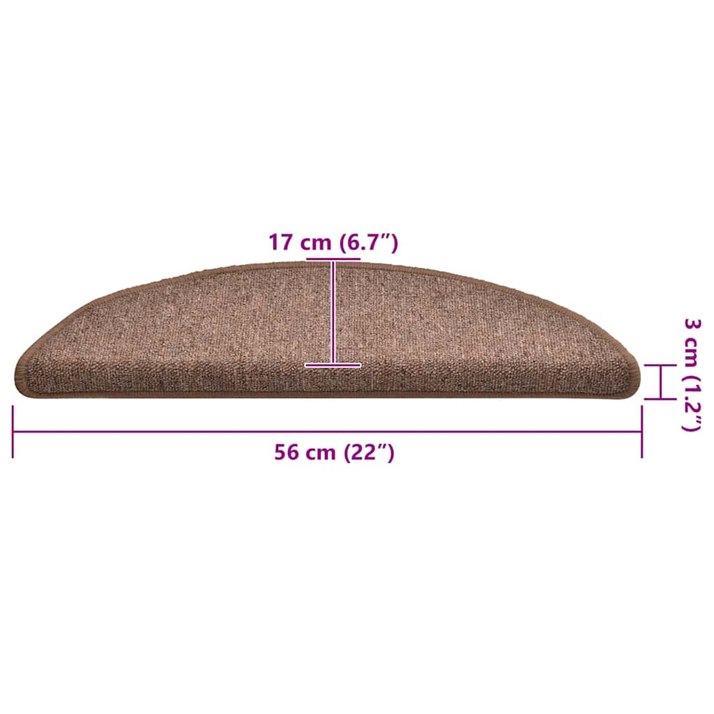 Stair Mats 30 pcs 56x17x3 cm Brown Half Round