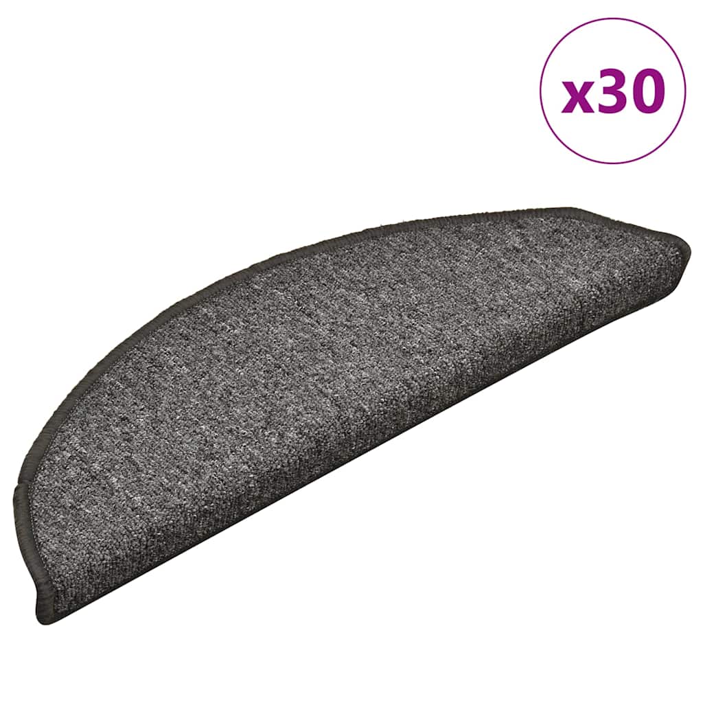Stair Mats 30 pcs 56x17x3 cm Dark Grey Half Round